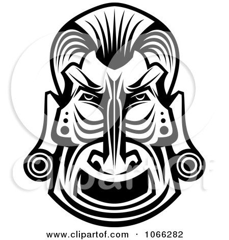Clipart Tribal Mask With Ear Gauges - Royalty Free Vector Illustration by Vector Tradition SM