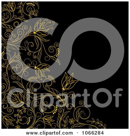 Clipart Yellow And Black Floral Background - Royalty Free Vector Illustration by Vector Tradition SM