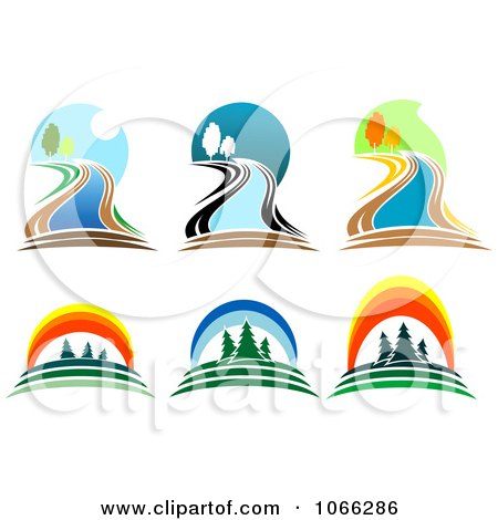 Clipart Nature Landscape Logos 2 - Royalty Free Vector Illustration by Vector Tradition SM