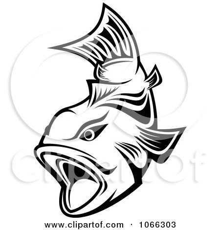 Clipart Black And White Trout 2 - Royalty Free Vector Illustration by Vector Tradition SM