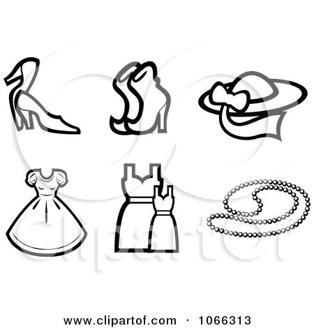 Clipart Black And White Fashion Icons 2 - Royalty Free Vector Illustration by Vector Tradition SM