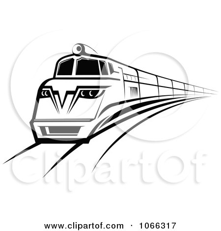 Clipart Black And White Train - Royalty Free Vector Illustration by Vector Tradition SM