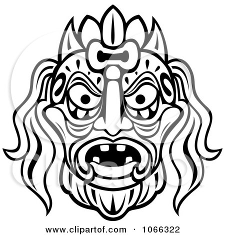 Clipart Tribal Mask Black And White 5 - Royalty Free Vector Illustration by Vector Tradition SM