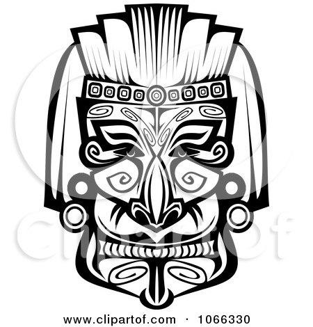 Clipart Tribal Mask Black And White 7 - Royalty Free Vector Illustration by Vector Tradition SM