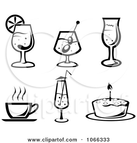 Clipart Black And White Food Icons 3 - Royalty Free Vector Illustration by Vector Tradition SM
