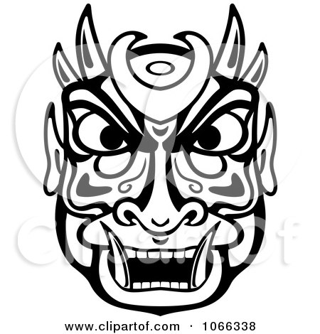 Clipart Tribal Mask Black And White 3 - Royalty Free Vector Illustration by Vector Tradition SM