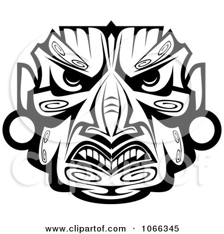 Clipart Tribal Mask Black And White 8 - Royalty Free Vector Illustration by Vector Tradition SM