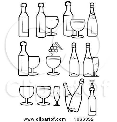 Clipart Black And White Wine Icons - Royalty Free Vector Illustration by Vector Tradition SM