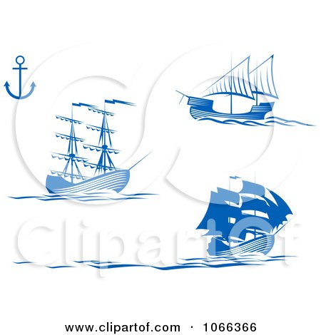 Clipart Blue Ships 1 - Royalty Free Vector Illustration by Vector Tradition SM