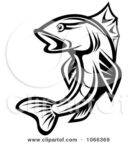 Clipart Black And White Trout 1 - Royalty Free Vector Illustration by Vector Tradition SM