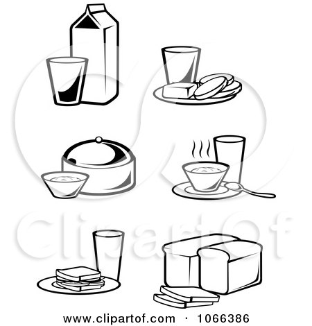 Clipart Black And White Food Icons 2 - Royalty Free Vector Illustration by Vector Tradition SM