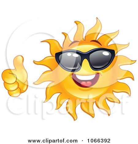 Clipart Thumbs Up Sun Wearing Shades - Royalty Free Vector Illustration by yayayoyo