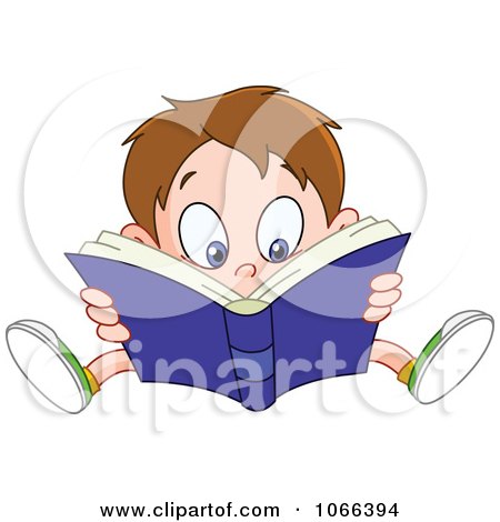 Clipart Boy Reading A Good Book - Royalty Free Vector Illustration by yayayoyo