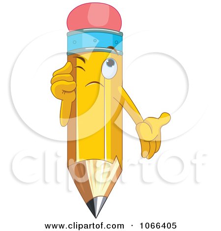 Clipart Pencil Character Thinking - Royalty Free Vector Illustration by Pushkin