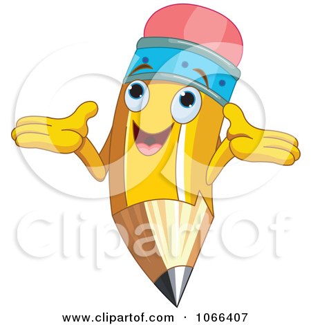 Clipart Happy Pencil Character - Royalty Free Vector Illustration by Pushkin