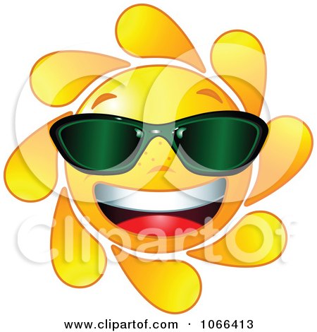 Clipart Cheery Sun Wearing Shades - Royalty Free Vector Illustration by Pushkin
