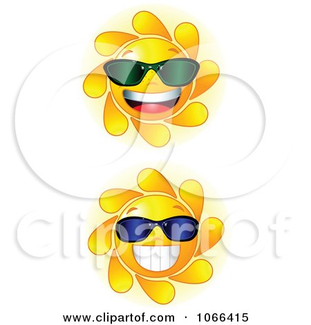 Clipart Cheery Suns Wearing Shades - Royalty Free Vector Illustration by Pushkin