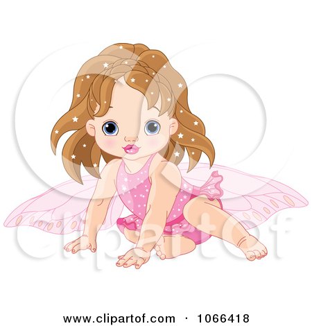 Clipart Baby Girl Fairy In Pink - Royalty Free Vector Illustration by Pushkin