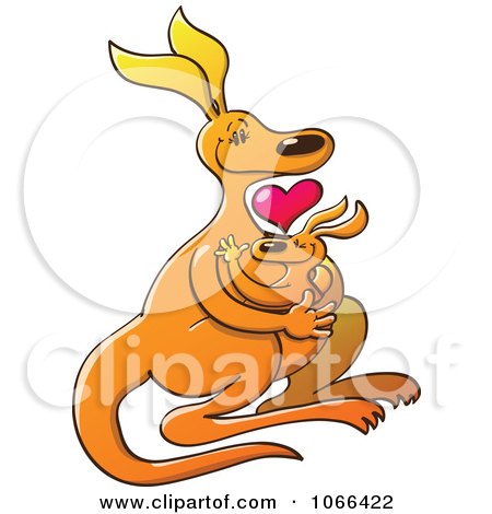 Clipart Mother And Joey Kangaroo Hugging - Royalty Free Vector Illustration by Zooco