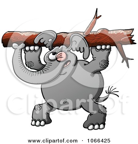 Clipart Elephant Carrying A Tree Trunk - Royalty Free Vector Illustration by Zooco