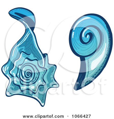 Clipart Two Blue Sea Shells - Royalty Free Vector Illustration by Zooco