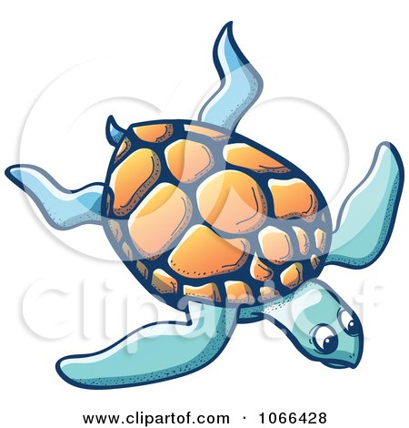 Clipart Sea Turtle Swimming - Royalty Free Vector Illustration by Zooco