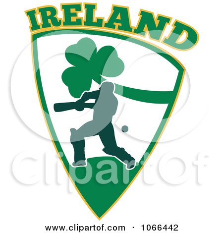 Clipart Ireland Cricket Batsman Shield - Royalty Free Vector Illustration by patrimonio