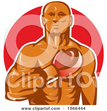 Clipart Boxer Holding His Glove To His Chest - Royalty Free Vector Illustration by patrimonio