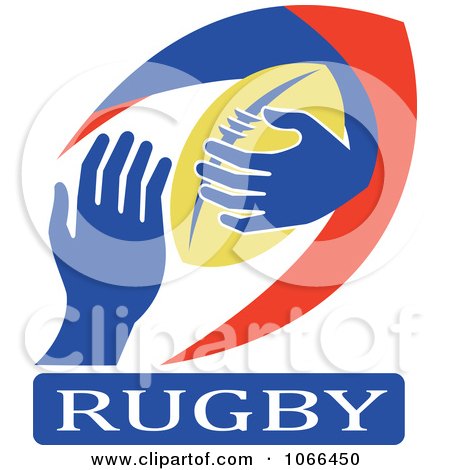 Clipart Rugby Ball And Hands - Royalty Free Vector Illustration by patrimonio
