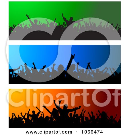 Clipart Silhouetted Crowd Website Banners - Royalty Free Vector Illustration by KJ Pargeter