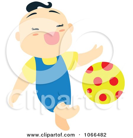 Clipart Asian Boy Kicking A Ball - Royalty Free Vector Illustration by Cherie Reve