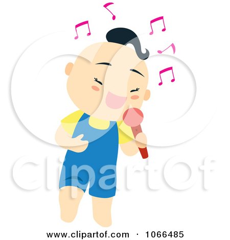Clipart Asian Boy Singing - Royalty Free Vector Illustration by Cherie Reve
