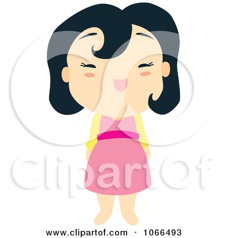 Clipart Happy Asian Girl - Royalty Free Vector Illustration by Cherie Reve
