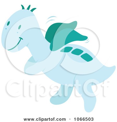 Clipart Blue Winged Dinosaur - Royalty Free Vector Illustration by Cherie Reve