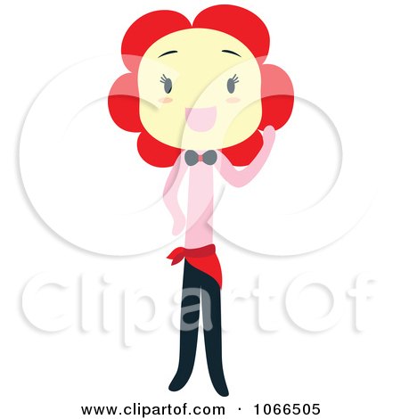 Clipart Flower Head Woman Waving - Royalty Free Vector Illustration by Cherie Reve