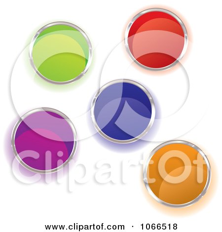 Clipart Shiny Colorful Paint Buckets From Above - Royalty Free Vector Illustration by michaeltravers