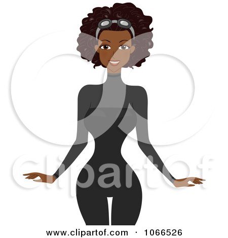 Clipart Black Summer Woman In A Diving Suit - Royalty Free Vector Illustration by BNP Design Studio