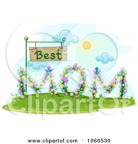 Clipart Floral Best Mom Sign - Royalty Free Vector Illustration by BNP Design Studio
