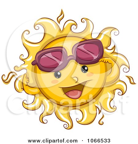Clipart Summer Sun Lifting Sunglasses - Royalty Free Vector Illustration by BNP Design Studio
