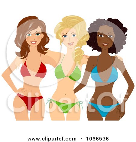 Clipart Beautiful Summer Women In Bikinis - Royalty Free Vector Illustration by BNP Design Studio