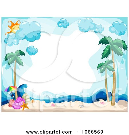 Clipart Horizontal Tropical Beach Frame With Shells - Royalty Free Vector Illustration by BNP Design Studio