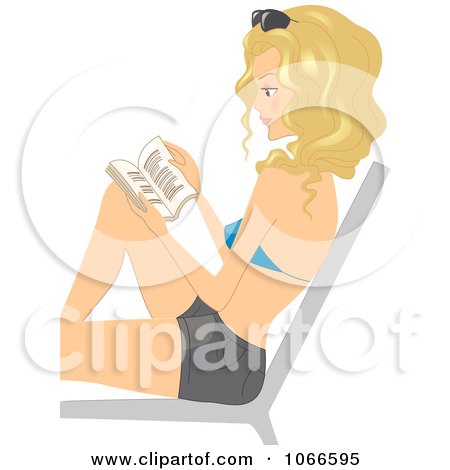 Clipart Blond Summer Woman Reading In A Chair - Royalty Free Vector Illustration by BNP Design Studio