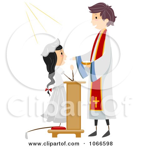 Clipart Girl During Her Communion - Royalty Free Vector Illustration by BNP Design Studio