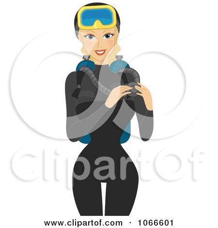Clipart Blond Summer Woman In A Scuba Diving Suit - Royalty Free Vector Illustration by BNP Design Studio