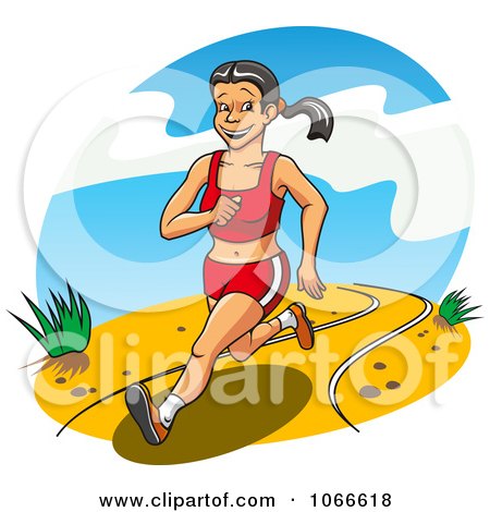 Clipart Happy Woman Running On A Path - Royalty Free Vector Illustration by Vector Tradition SM