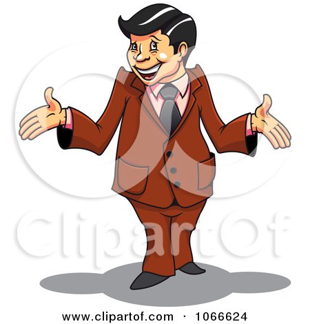 Clipart Surprised Businessman In A Brown Suit - Royalty Free Vector Illustration by Vector Tradition SM