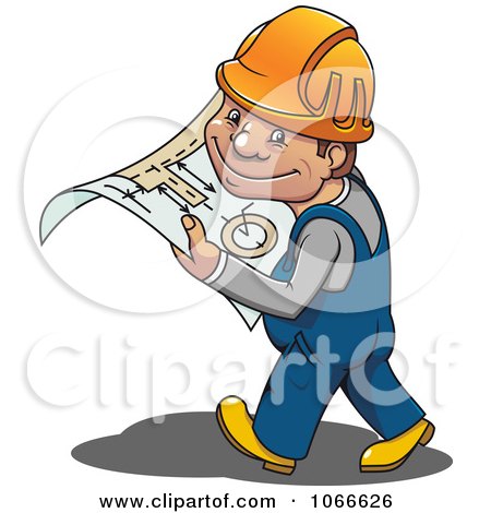 Clipart Mechanic Carrying A Manual - Royalty Free Vector Illustration by Vector Tradition SM