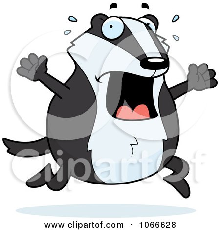 Clipart Pudgy Badger Running Scared - Royalty Free Vector Illustration by Cory Thoman