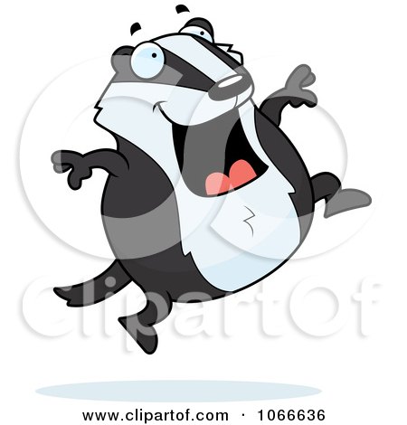 Clipart Pudgy Badger Jumping - Royalty Free Vector Illustration by Cory Thoman