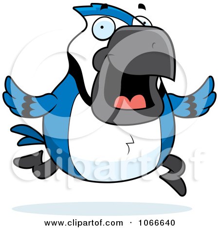 Clipart Pudgy Blue Jay Running - Royalty Free Vector Illustration by Cory Thoman